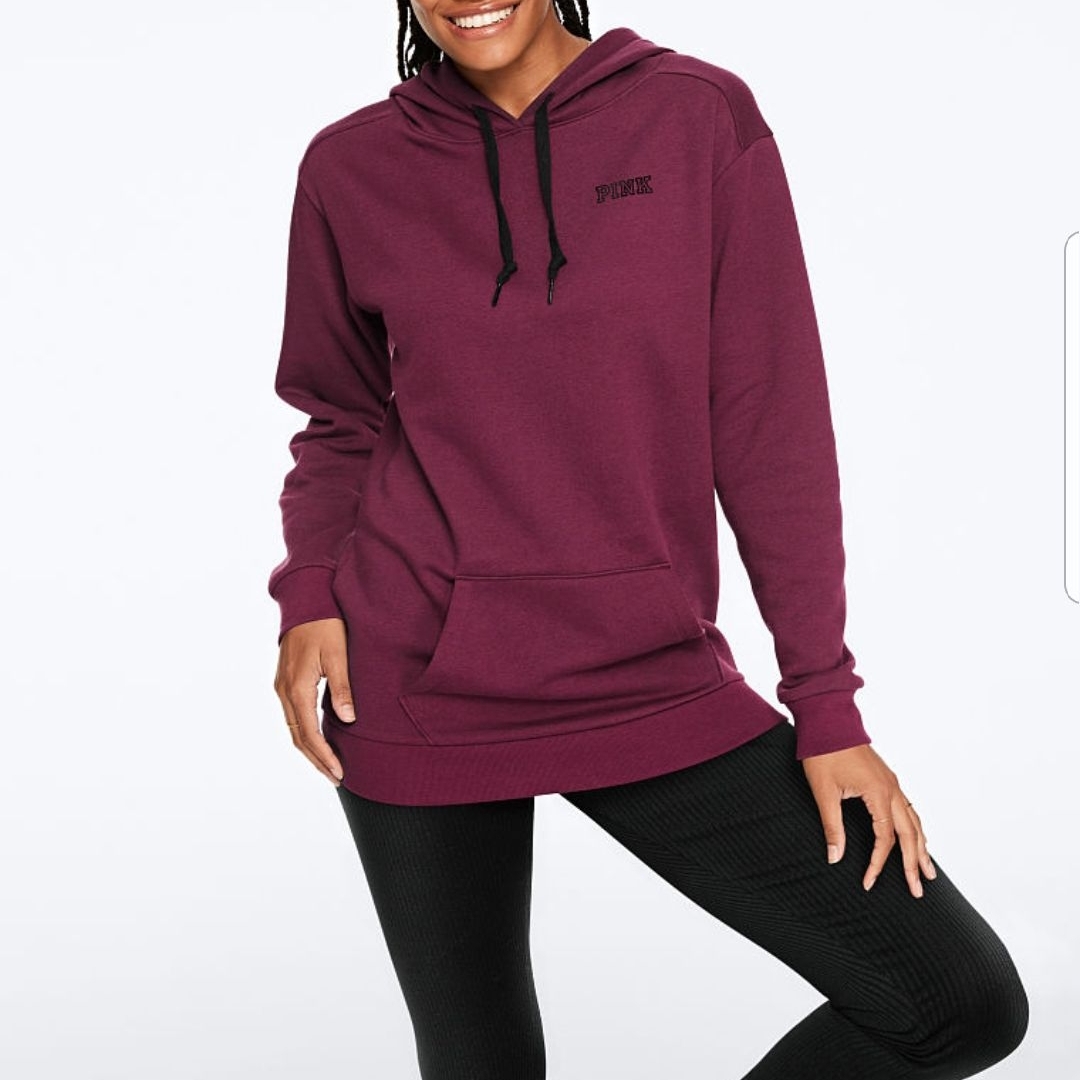 Pink Victoria's Secret Women's Oversized Hoodie Size Xs